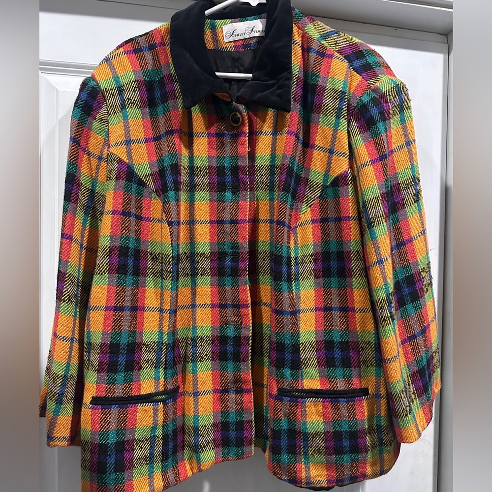Ashley Stewart Multicolor Plaid Outerwear